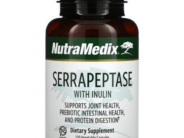 NutraMedix, Серрапептаза с инулином, 120 растительных капсул