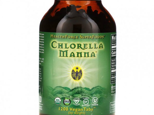 HealthForce Superfoods, Chlorella Manna, добавка с хлореллой, 1200 веганских таблеток