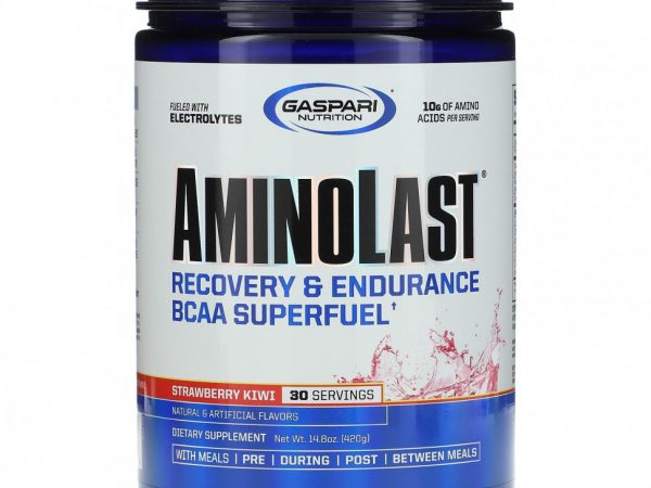 Gaspari Nutrition, Аминоласт, восстановление и выносливость по формуле BCAA Superfuel, клубника и киви, 14.8 унции(420 г)