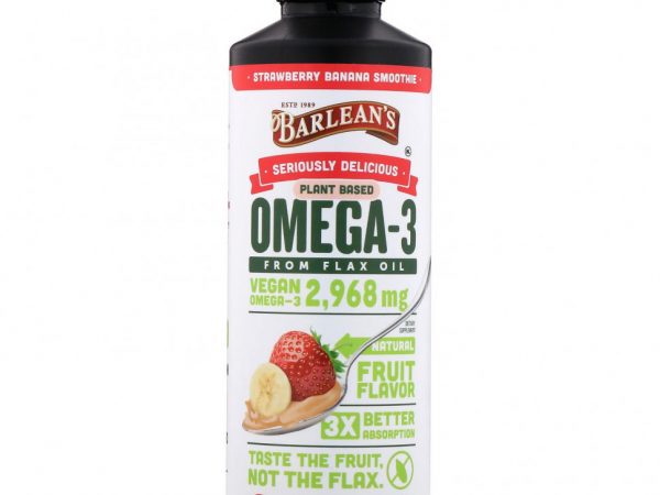 Barlean's, Seriously Delicious, омега-3 из льняного масла, смузи с клубникой и бананом, 2968 мг, 454 г (16 унций)