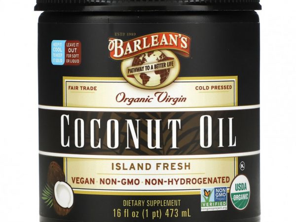 Barlean's, Органическое кокосовое масло первого отжима, 16 жидких унций (473 мл)