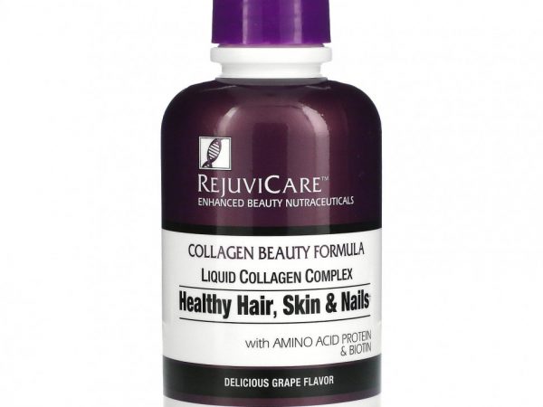 Rejuvicare, Collagen Beauty Formula, жидкий коллагеновый комплекс для здоровья волос, кожи и ногтей со вкусом винограда, 480 мл (16 жидк. унций)