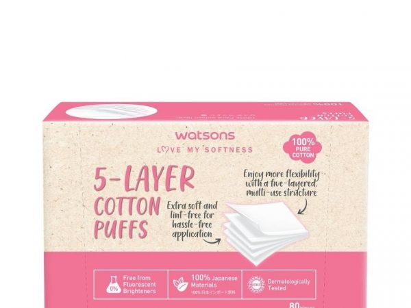 Watsons 5-Layer Cotton Puffs 80 pcs.