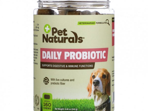 Pet Naturals of Vermont, пробиотик для ежедневного приема, для собак, около 160 жевательных таблеток, 240 г (8,48 унции)