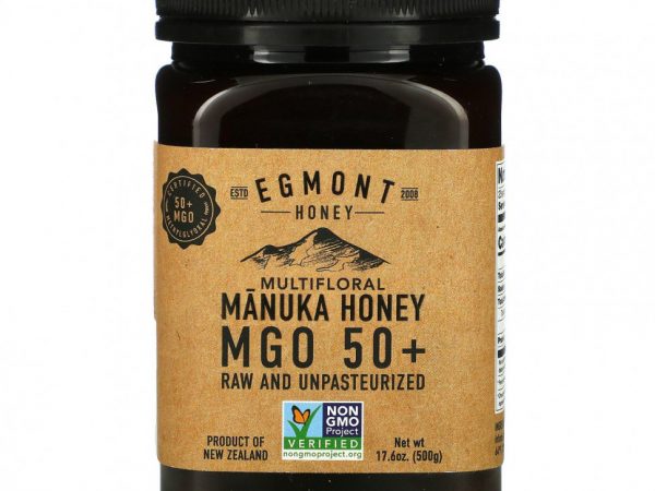 Egmont Honey, Разноцветный мед манука, необработанный и непастеризованный, MGO 50+, 500 г (17,6 унции)