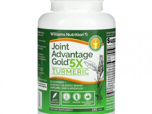 Williams Nutrition, Joint Advantage Gold 5X, биоактивная куркума, 180 таблеток