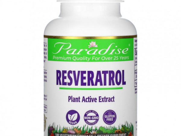 Paradise Herbs, ресвератрол, 180 вегетарианских капсул