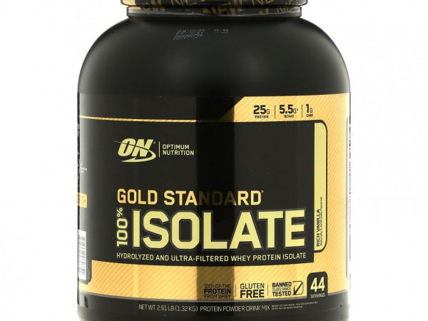 Optimum Nutrition, Gold Standard, 100% изолят, со вкусом ванили, 1,32 кг (2,91 фунта)