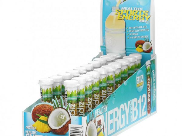 Zipfizz, Healthy Energy с витамином B12, пина колада, 20 тюбиков по 11 г