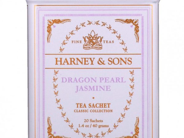 Harney & Sons, Качественные сорта чая, чай с жасмином Dragon Pearl, 20 чайных саше, 40 г (1,4 унции)