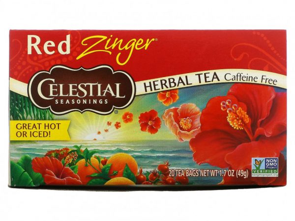 Celestial Seasonings, травяной чай, Red Zinger, без кофеина, 20 чайных пакетиков, 49 г (1,7 унции)