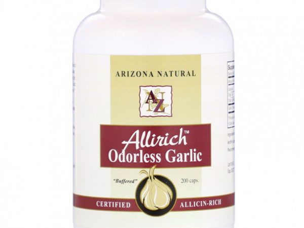 Arizona Natural, Allirich чеснок без запаха, 200 капсул