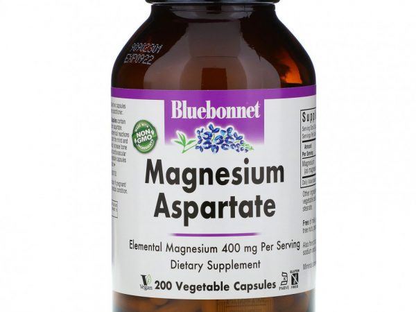 Bluebonnet Nutrition, Аспартат магния, 200 мг, 200 растительных капсул