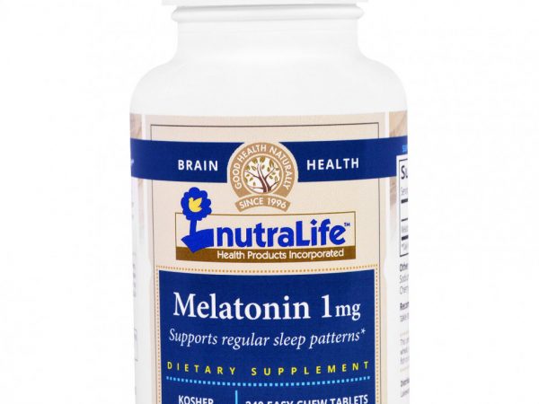NutraLife, Мелатонин, 1 мг, 240 легко разжевываемых таблеток