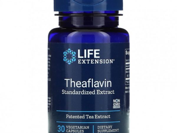 Life Extension, Стандартизированный экстракт теафлавина, 30 вегетарианских капсул
