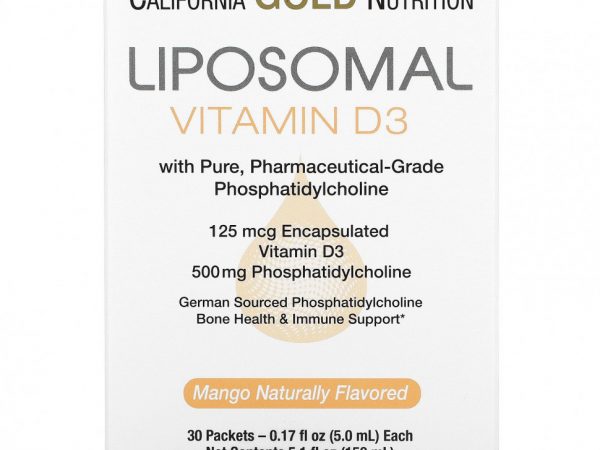 California Gold Nutrition, липосомальный витамин D3, 30 пакетиков, (5 мл)