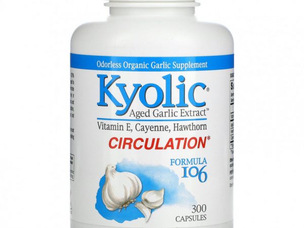 Kyolic, Экстракт Выдержанного Чеснока без запаха, Формула 106, 300 капсул