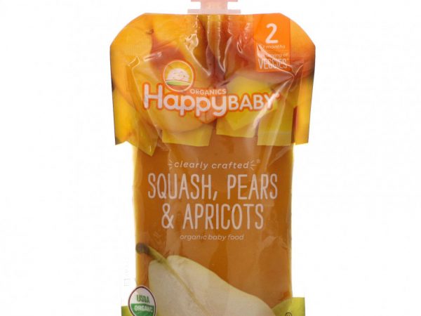 Happy Family Organics, Happy Baby, органическое детское питание, для детей от 6 месяцев, тыква, груши и абрикосы, 113 г (4 унции)