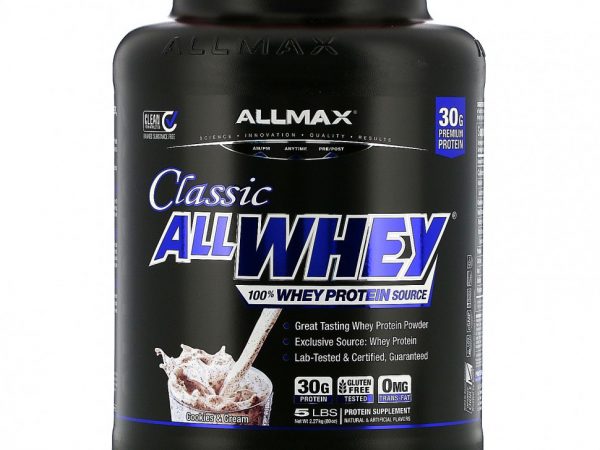 ALLMAX Nutrition, AllWhey Classic, 100% сывороточный белок, печенье и сливки, 5 фунтов (2,27 кг)
