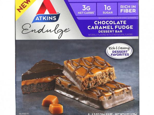 Atkins, Endulge, шоколадные батончики с карамельной помадкой, 5 шт., 34 г (1,2 унции) каждый