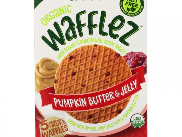 Sprout Organic, Wafflez, тыквенное масло и желе, 5 пакетиков, 18 г (0,63 унции)