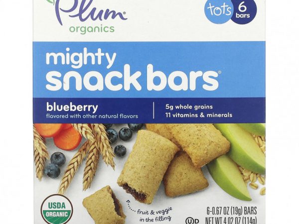 Plum Organics, Mighty Snack Bars, для малышей, голубика, 6 батончиков по 19 г (0,67 унции) каждый