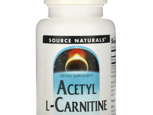 Source Naturals, ацетил-L-карнитин, 500 мг, 60 таблеток