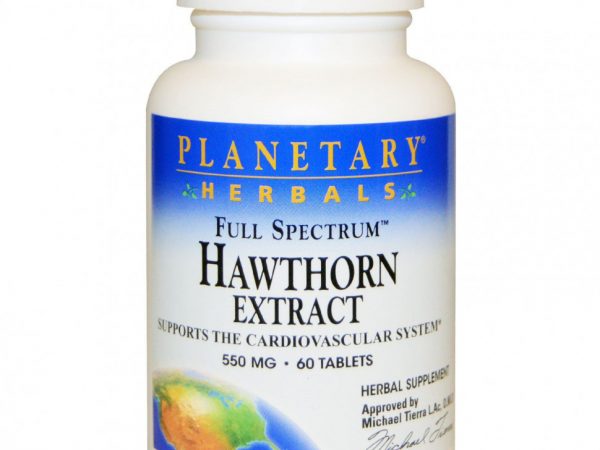 Planetary Herbals, Экстракт боярышника полного спектра, 550 мг, 60 таблеток