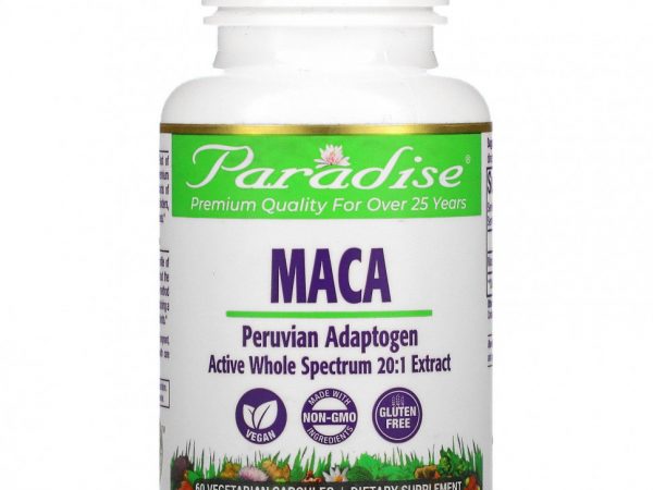 Paradise Herbs, мака, 60 вегетарианских капсул