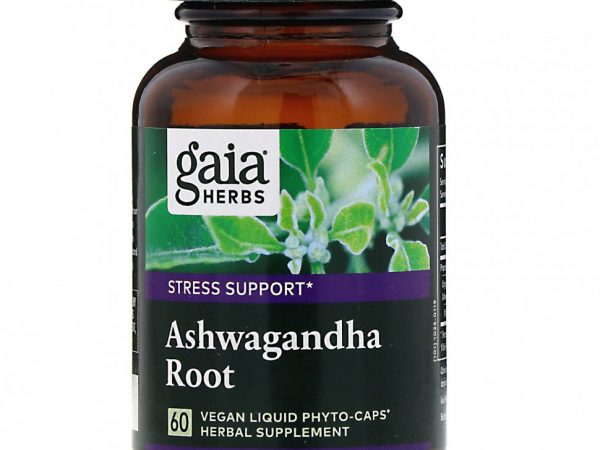 Gaia Herbs, Корень ашваганда, 60 веганских фито-капсул с жидкостью