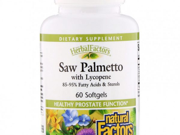 Natural Factors, HerbalFactors, сереноя с ликопином, 60 капсул