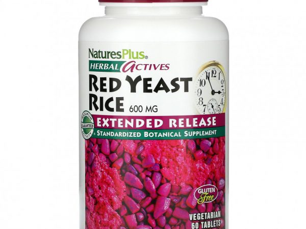 NaturesPlus, Herbal Actives, красный ферментированный рис, 600 мг, 60 вегетарианских таблеток