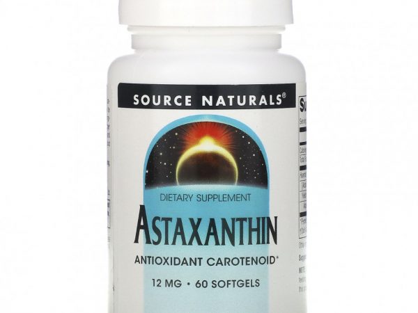 Source Naturals, астаксантин, 12 мг, 60 мягких таблеток