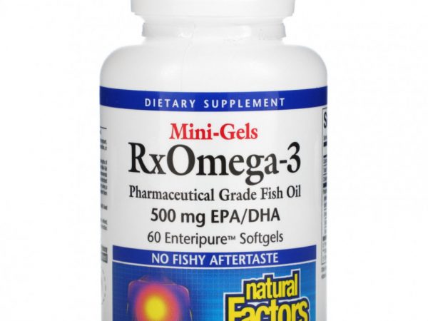 Natural Factors, Mini-Gels RxOmega-3, 500 mg, 60 Enteripure Softgels