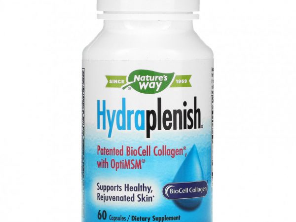 Nature's Way, Hydraplenish, запатентованный коллаген BioCell Collagen с OptiMSM, 60 капсул
