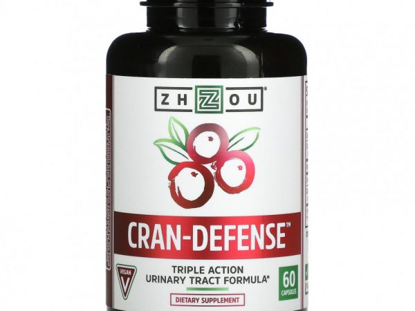 Zhou Nutrition, Cran-Defense, добавка для поддержки мочевыводящих путей, 60 капсул