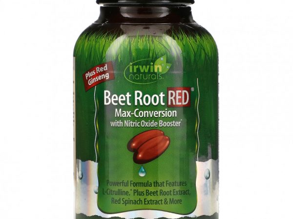 Irwin Naturals, Beet Root RED, Максимальная конверсия с ускорителем окиси азота, 60 мягких капсул с жидким наполнителем