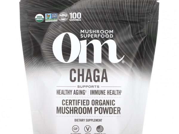 Om Mushrooms, Чага, сертифицированный органический грибной порошок, 200 г (7,05 унции)