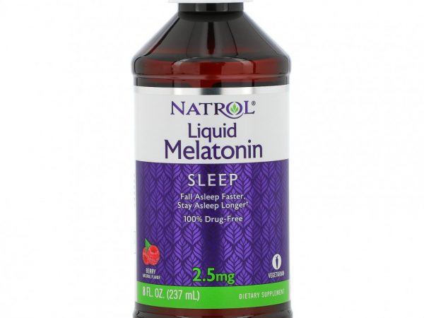 Natrol, жидкий мелатонин, для сна, ягодный вкус, 2.5 мг, 237 мл (8 жидк. унций)