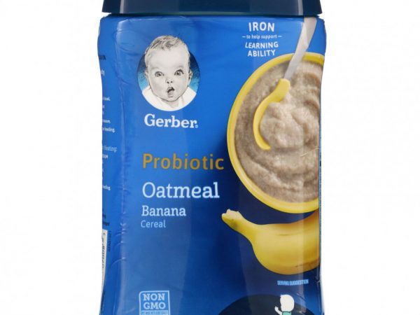Gerber, Пробиотические овсяные хлопья, банан, 227 г (8 унций)