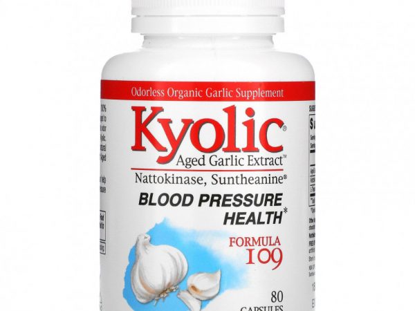 Kyolic, Aged Garlic Extract, выдержанный экстракт чеснока, для здорового артериального давления, формула 109, 80 капсул
