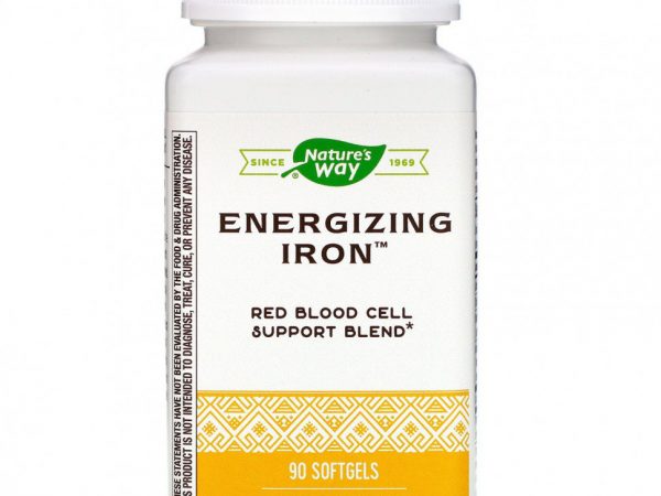 Nature's Way, Energizing Iron, формула с двойным железом, 90 мягких желатиновых капсул
