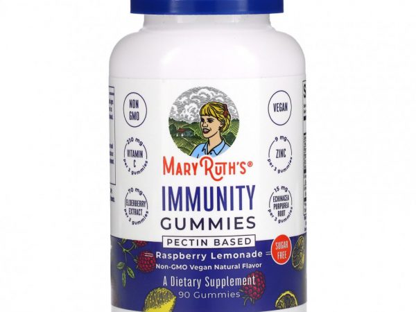 MaryRuth Organics, Жевательные таблетки для иммунитета, на основе пектина, малиновый лимонад, 90 жевательных таблеток