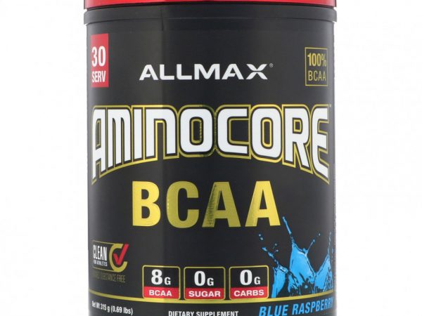 ALLMAX Nutrition, аминокислоты с разветвленной цепью AMINOCORE, голубая малина, 315 г (0,69 фунта)