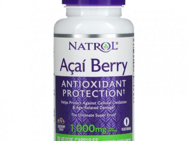 Natrol, Ягоды асаи, 500 мг, 75 вегетарианских капсул