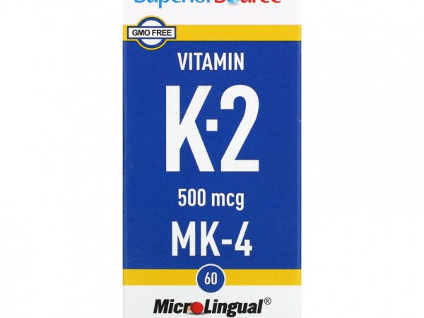 Superior Source, витамин K2, 500 мкг, 60 быстрорастворимых таблеток MicroLingual