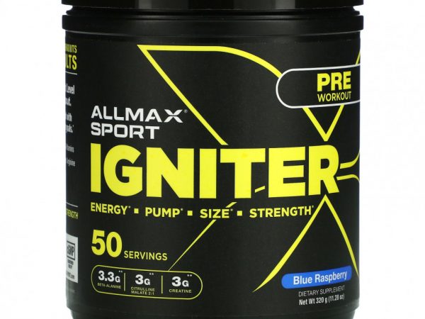ALLMAX Nutrition, Igniter, перед тренировкой, с голубой малиной, 320 г (11,28 унции)