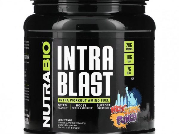 NutraBio Labs, Intra Blast, топливо для мышц во время тренировки, New York Punch, 732 г (1,61 фунта)