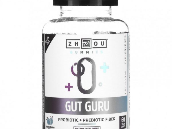 Zhou Nutrition, Gut Guru, голубая малина, 60 веганских жевательных мармеладок