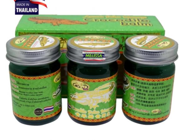 Бальзам зеленый тайский крокодиловый Otop crocodile herbal balm, 3 шт.  30 мл. Таиланд
